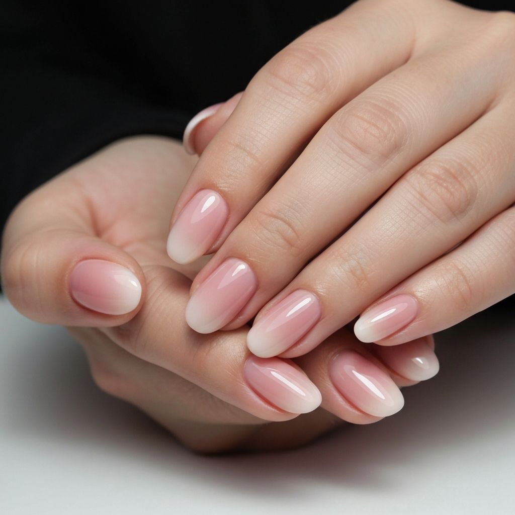 Ombre pink to nude nails