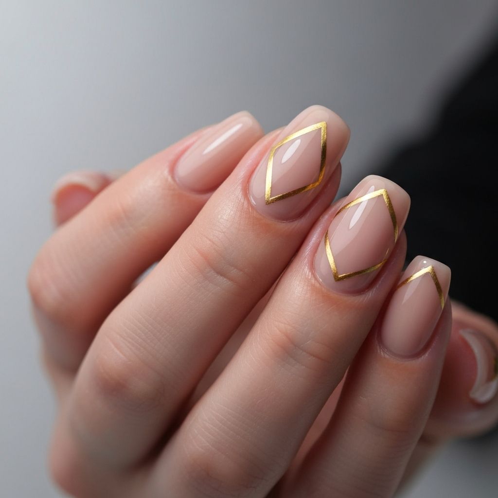 Minimalist gold geometric nails